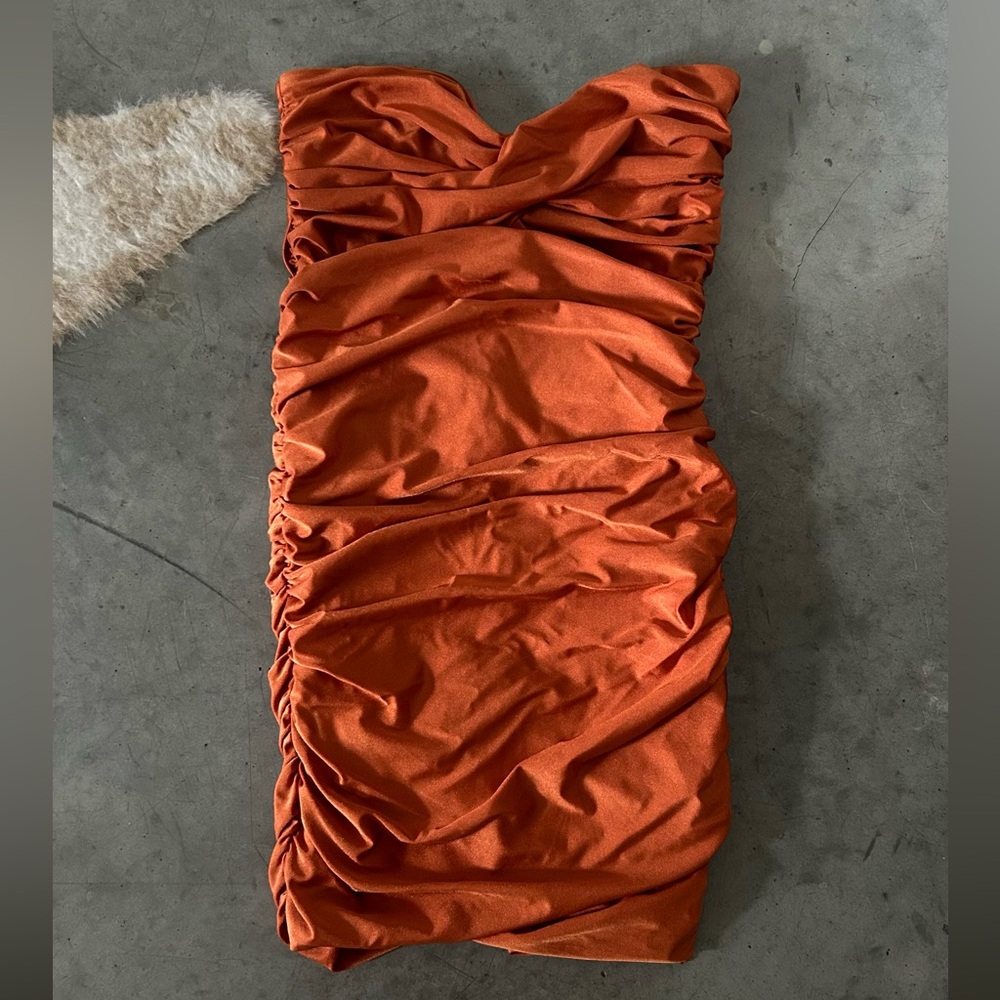 Tiger Mist orange strapless mini dress, size L, worn once